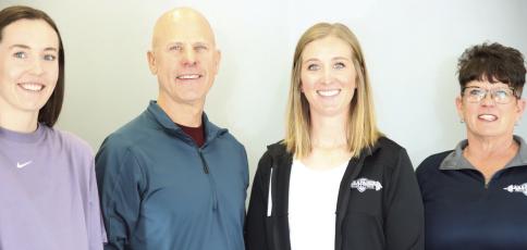 Alli McInturf and her staff ready for patients at what will now be called Cambridge Rehab and Fitness. McInturf will be the new owner of Arapahoe Rehab and Fitness and Cribelli PT. Pictured are Marte Rich, Adam Cribelli, and Pam Reese.