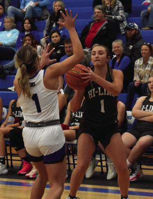 Hi-Line’s Ellaray Koch launches a jumper.