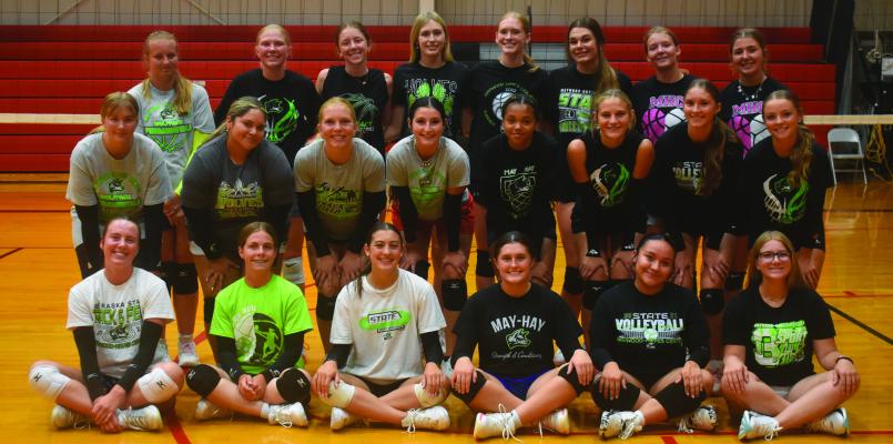 The Maywood-Hayes Center volleyball team members include: Maddyn Farr, Lanie Soundy, Jaylee Sellers, Jillian Johnosn, Adayln Schurr, Haylie Gustafson, Paytyn Stengel, Kaylee Stewart, Amelia Devaughn, Izzy Messinger, Harli Cox, Monica Dimas, Karlee Hatfield, Caylie Softley, Addison Richards, Chloe Jeffers