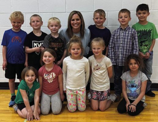 Southwest elementary teacher Whitney Billeter, recipient of the Touchdown for Teachers’ Outstanding Teacher Award, is pictured with her Kindergarten Class.