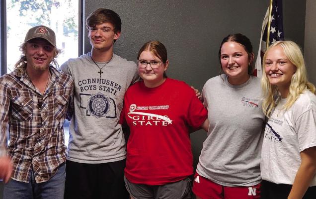 Charlie Houser, Label Rathbun, Meredith Breinig, Haiden Garey and Mileeya Monter attend American Legion Boys and Girls State