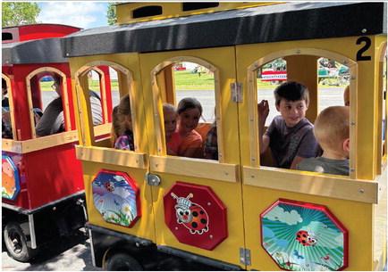 The train was making laps around the park all day.