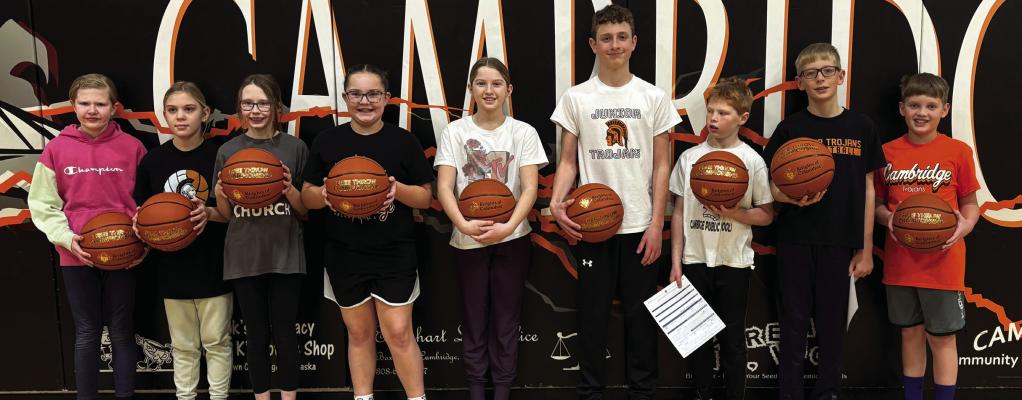 Winners from the Knights of Columbus free throw shoot in Cambridge