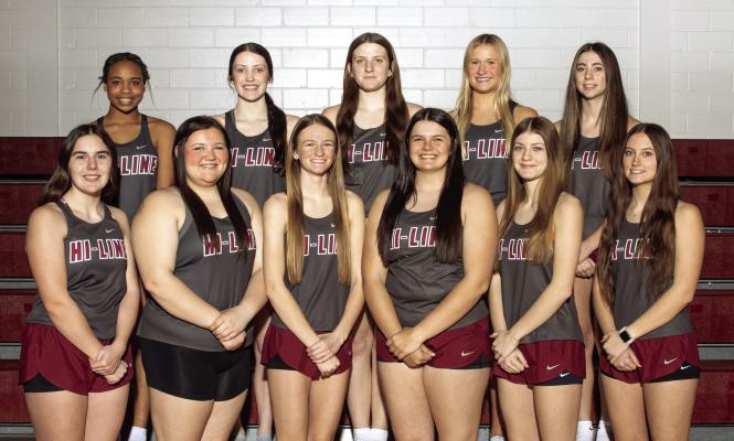 Hi-Line Girls Track team L toR: Front row: Kara Brockman, Malia Viter, Olivia wall, Shelby Jurjens, RiLee Schutz, Whitney Page Second Row: Maryah Oberg, Julea Moore, Kylee Kubert, Bentley Stubbs, Hailey Edwards Not Pictured: Ellaray Koch
