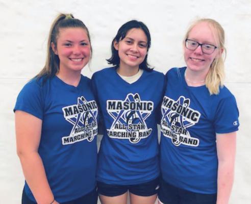 (L-r) Area music students attending All-Star Marching Band are Aubrey Brown, Hannah Whitson and Alese Williams