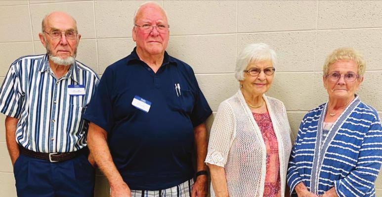 Members of the Class of 1953 are (l-r) James McBride, Keith Klocke, Harriet Harrison Klocke, and Jean Fisher Sughroue.