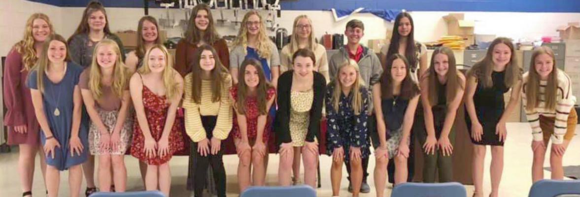 Arapahoe FCCLA members posed for this photo during the FCCLA Installation held recently. Front row: Berkley Warner, Emerson Swanson, Elizabeth Bell, River Einspahr, Peyton Sich, Rhiannon Sich, Sage Larson, Molly Elliott, Haiden Garey, Paisley Zodrow, Anna tenBensel. Back row: Gentry Warner, Hilary Downey, Tracy Roskop, McKenzie Holliday, Addie Jeffcoat, Cadence Carpenter, Johnathan Deisley, Naomi Gutierrez