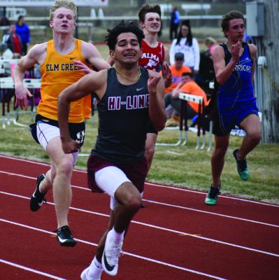 Pictured clockwise at the Hi-Line Invite, starting above: Hi-Line’s Isaiah Bullis and Arapahoe’s Hayden Sich; Southern Valley’s Adi Hunt, Arapahoe’s Rylee Bahe and Emma Strand; Southwest’s Cole Barnett.