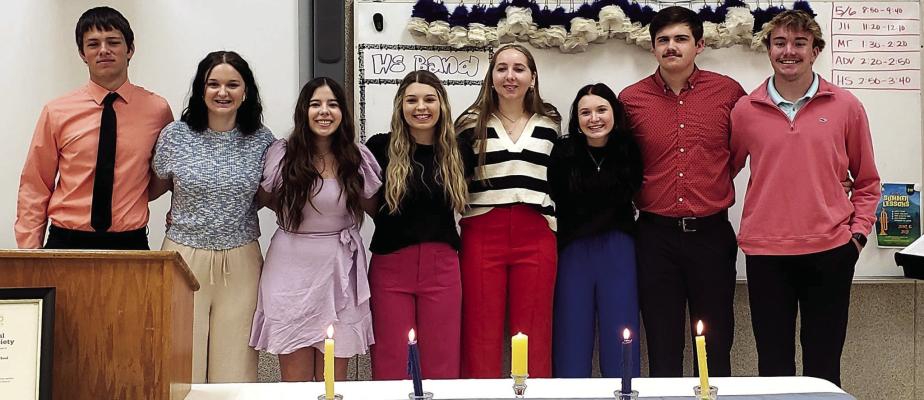 Arapahoe-Holbrook National Honor Society inducted two new members recently. Congratulations to Lauren Moore and Haiden Garey! (L-R) Titus Goshert, Haiden Garey, Lauren Moore, Berkley Warner, Cadence Carpenter, Sage Larson, Campbell Schutz, Trenton Roskop