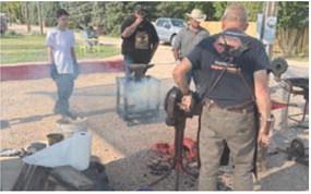 Dan Brockman demonstrated blacksmith skills at Old Settlers meeting