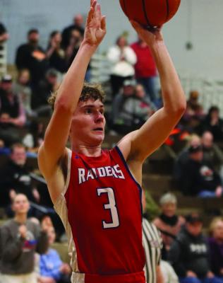 Med Valley’s Ethan Brown fires a jumper.