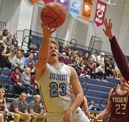 Southwest’s Hunter Blume attempts a creative shot inside.
