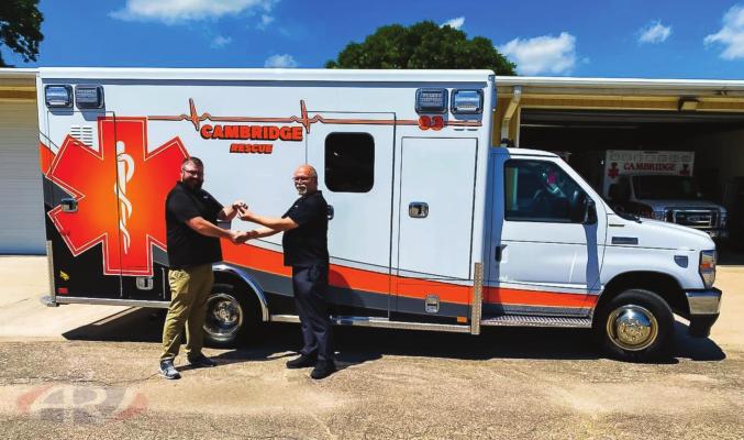 The City of Cambridge’s Rescue Service took possession of a new ambulance, one that had been ordered nearly a year ago. The new unit replaces a 22-year-old one and pushes the 12-year-old unit to backup.