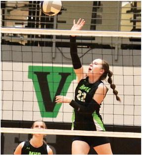 MHC’s Caylie Softley led the Wolves with nine kills in a win over Wauneta-Palisade Thursday.