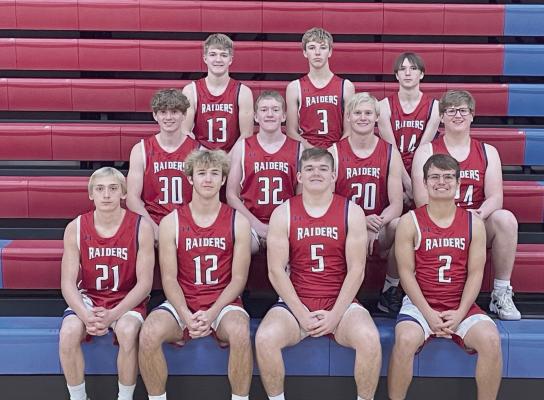 The Medicine Valley Boys Basketball Team: Front Row: (L-R) - Kaden Weaver, Brody Senff, Austin Roblee, Tyce Pate Middle Row: (L-R) - Ethan Brown, Tyler Bantam, Aiden Jones, Kahner Kotschwar Top Row: (L-R) - Mason Roblee, Jamey Ruppert, Payton Newcomb-Snyder Not Pictured: Kaleb Einspahr, Santino Priebe, Lucas Einspahr