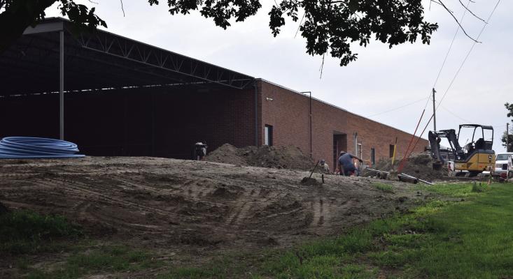 Building work being done at the outset of the school year on the 5,000-square foot Eustis-Farnam building expansion.