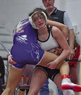 Southern Valley’s Hayley Serfontein blasts a double-leg for a takedown.