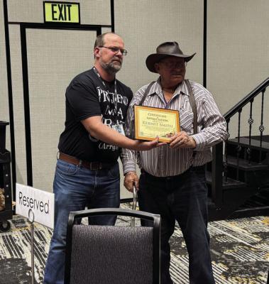 Kermit Smith was awarded his 50 year pin for serving on the Eustis Ag Society Board. He was awarded his pin by teh Nebraska Association of Fair Board Managers on Saturday, January 25 in Kearney.