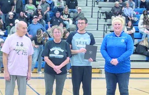 Austin Thompson from Southwest received the RPAC Scholarship at MCC on Saturday night during halftime of the boys championship game.