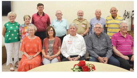 Members of the Class of 1964 attending the Oxford Alumni Banquet were: Front l to r - Nancy Banwell Knuth, Carol Siebels Schroeder, Mick Varwig, Rolland Fletcher, Mark Mitchell. Back l to r - Cynthia Kalkwarf, Judy Allen Wilson, Tom Storz, Bob Loper, Jim Philby, Joe Siebels, Jim Lueking