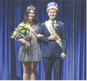 Addison Chapman of Grand Island and Brodie Mitchell of Cambridge were crowned UNK homecoming queen and king Thursday evening during a ceremony at the Health and Sports Center on campus. (Photo by Erika Pritchard, UNK Communications)