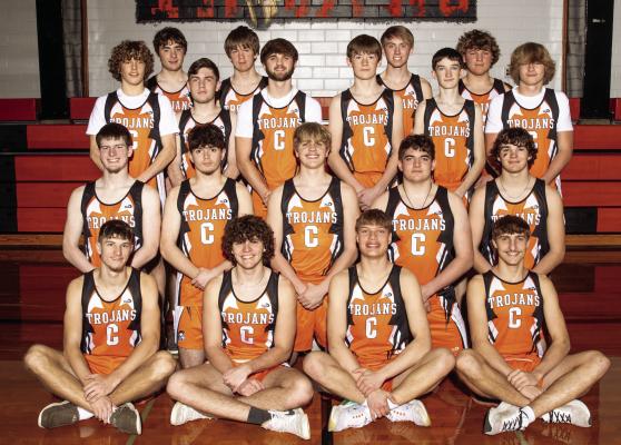 Members of the 2024 Cambridge Boys Track and Field Team are pictured as follows, from left, front row: Ben Hoberty, Wyatt Jackson, Hunter Perks, Carson Trompke; second row: Russell Norton, Sean Polly, Ben Harris, Trev Burke, Carter Hanes; third row: Brady Ahlemeyer, Henry Shoemaker, Krayton Ruggles, Kaden Klumpe, Braden Sandfort, Tate Koeppen; back row: Jaysek Weiss, Roy Hoelscher, Gavin Gunderson, Braydon Miller; Photo by H2O Photography
