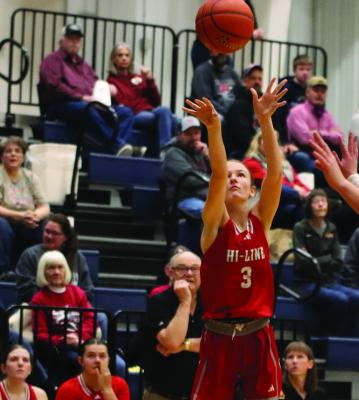 Hi-Line’s Olivia Wall shoots a three from the wing.