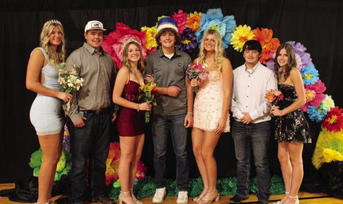 The Southwest Homecoming Court is pictured from left: Princess Kyra Nelms, Prince Alex Lashley, Queen Bellamie Stritt, King Houston Billeter, Attendants Anikka Nelms Damario Koetter, and Caitlyn Adams.