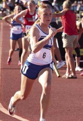 Arapahoe’s Ruby McCune ran the third leg of the Lady Warrior’s state 4x4.