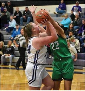 Southern Valley’s Lily Holste powers up in the lane during the Eagles’ victory over Loomis in a jamboree contest Monday.