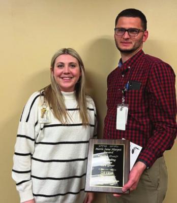 Jamie Vontz, Tri Valley Medical Foundation Director, with licensed winner Clay Jordan