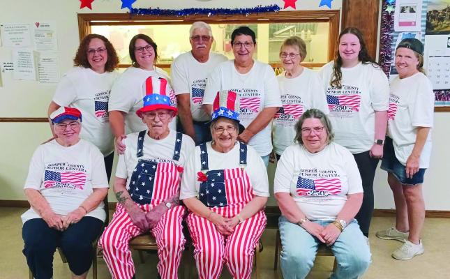 This group of patriotic citizens enjoyed some fun at thee Gosper County Senior Center to celebrate America’s 250th birthday.