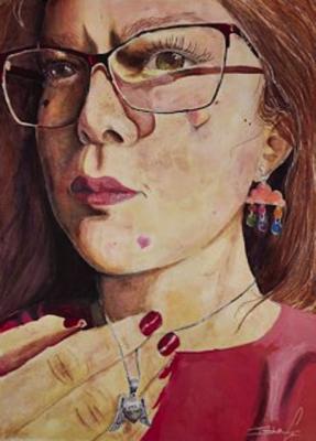 Cambridge Medal winner: Irmina Cramer, “Self Portrait at 16” Mixed Media; 1st Honorable Mention: Kylie Koeppen, “Sunrise Hibiscus Flower” Oil; 2nd Honorable Mention: Irmina Cramer, “The Best of the Grateful Dead: 1967-1977 Hits” Oil; 3rd Honorable Mention: Kylie Koeppen, “Cowboy and His Horse” Ink