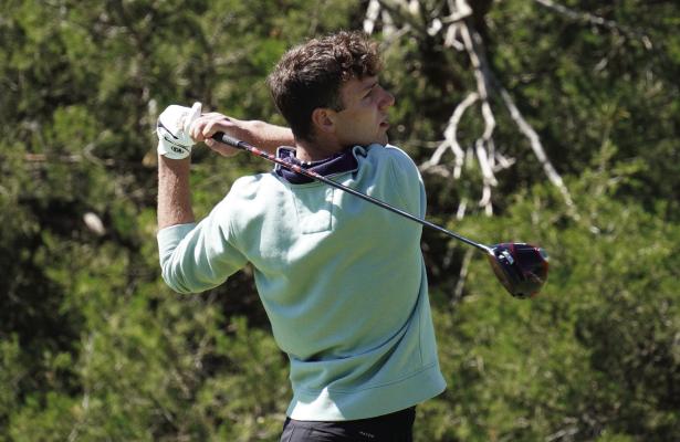 Kamden Bose watches a tee shot down. Bose finished tied for fifth at the Class D State Tournament with rounds of 77 and 78 at the two-day tournament.