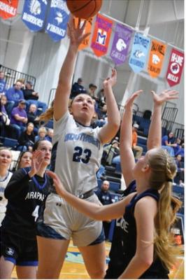 Southwest’s Atleigh Nelms scores inside against Arapahoe Monday.