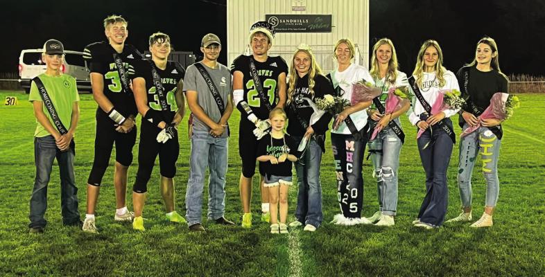 Maywood Homecoming Royalty: Freshmen-Landyn Gilmore and Jillian Johnson; Sophomores- Oliver Anders and Adalyn Schurr; Juniors-Sawyer Dibbern and Karissa Stengel; Seniors- Ryan Werkmeister and Kassidy Hatfield; King-Jaxson Anders and Queen-Reagan Stengel; Crown bearers- Kaysinn Morrow and Oliver Bucholz