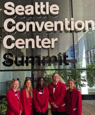 Jordiya Phillips, middle, placed ninth in two national events and is the State Vice-President of Public Relations.