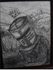 Medicine Valley Medal winner: Shane Shutts, “Old Muscle” Mixed Media; 1st Honorable Mention: Taylor Bryant, “Little Georgie the Washing Machine” Acrylic; 2nd Honorable Mention: Dawson Bryant, “Black Knight” Pencil; 3rd Honorable Mention: Dawson Bryant, “Knight with the Sword” Colored Pencil