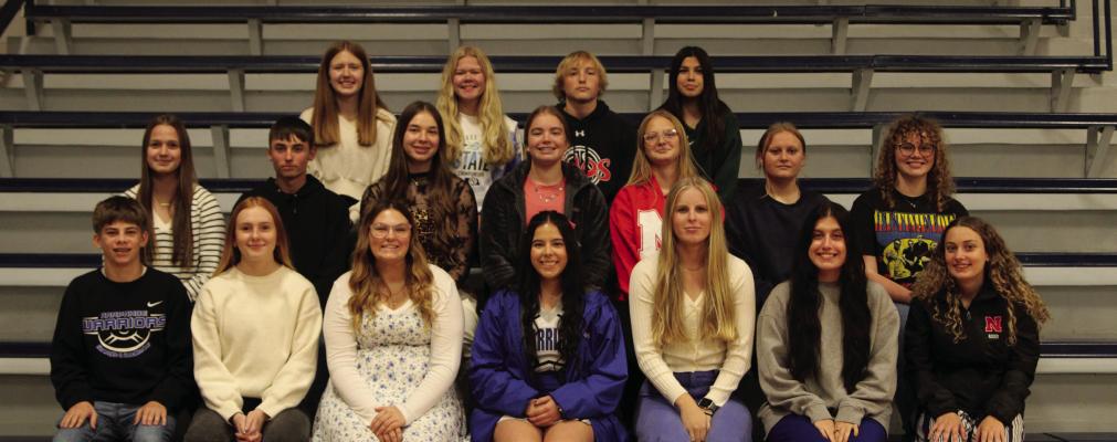 Arapahoe High School Merit Front Row from left to right: Zachary Einspahr, Ruby Mc-Cune, Isabelle Roberts, Lauren Moore, Emma Strand, Annaka Wasenius, Grace Andrews Second Row from left to right: Amelia Blickenstaff, Gavin Andrews, Cydney Carlson, Taytum Roskop, Carli Rathbun, Macala Franssen, Adellyn Hoefs Third Row from left to right: Meg Hilker, Alaina Leising, Graham Sisson, Brionna Tracy NOT PHOTOGRAPHED: Kade Fisher, Makenna Schrock, Brooke Wendland