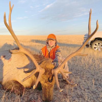 Tayten Koeppen, a freshman at Cambridge High School, took down this 6x6 trophy elk near Jefferson, Colorado last week on a hunting trip with his father.