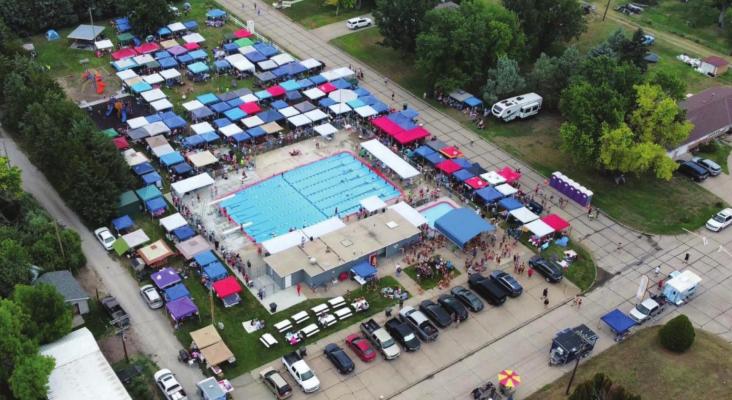 An aerial view of the Plains tSunami Championship Swim Meet held in Oxford Saturday.