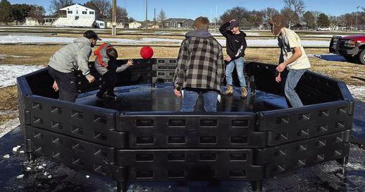 Eagle Scout Landen Hoefs installed a Gaga Ball Pit