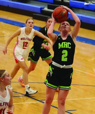Maywood-Hayes Center senior Ellie Broz scores inside.
