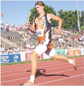 Ben Hoberty ran in the 4x4 and 4x8 for Cambridge at the state meet.