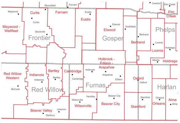 The map above shows areas protected by local fire districts.