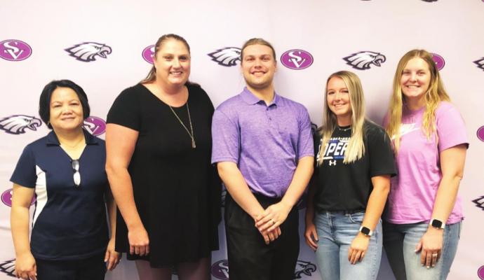 Southern Valley has five new teachers for the 2021-2022 school year. Pictured left to right: Marjorie Damitog, 7-12 science; Ashley Blickenstaff, 7-12 english; Alex Elliot, 5-12 band and 4th grade music; Madi Gilg 7-12 PE; and Ali Scheil full time substitute/head volleyball coach.
