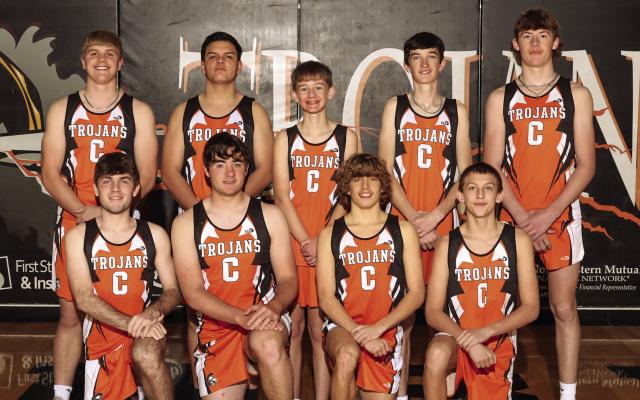 Members of the Cambridge Boys Track &amp; Field Team are pictured from left, front row: Henry Shoemaker, Jaysek Weiss, Brady Ahlemeyer, Alyk Gray; back row: Ben Harris, Angel Torres, Reid Huxoll, Braden Sandfort, Kaden Klumpe. Photo by H2O Photography