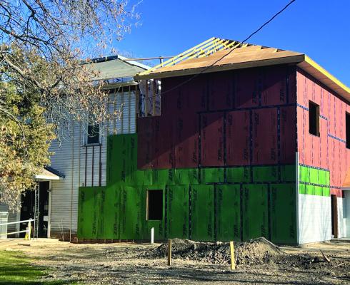 The renovations to the Frontier County Courthouse include a new south side entrance that will be handicap accessible and near an elevator. This photo of the west side and front entrance shows where the new and existing roof will need to be joined.