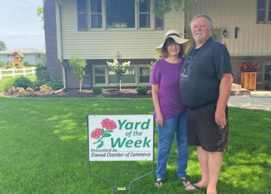 Last week’s Elwood Chamber of Commerce Yard of the Week winner, Chuck &amp; Charlene Tilson! Your yard looks fantastic.