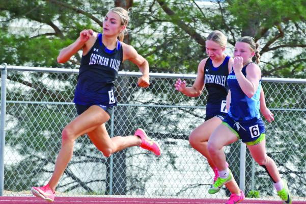 Southern Valley’s Adi Hunt defended her home track with four golds and a couple school records at the Southern Valley Invite Friday.